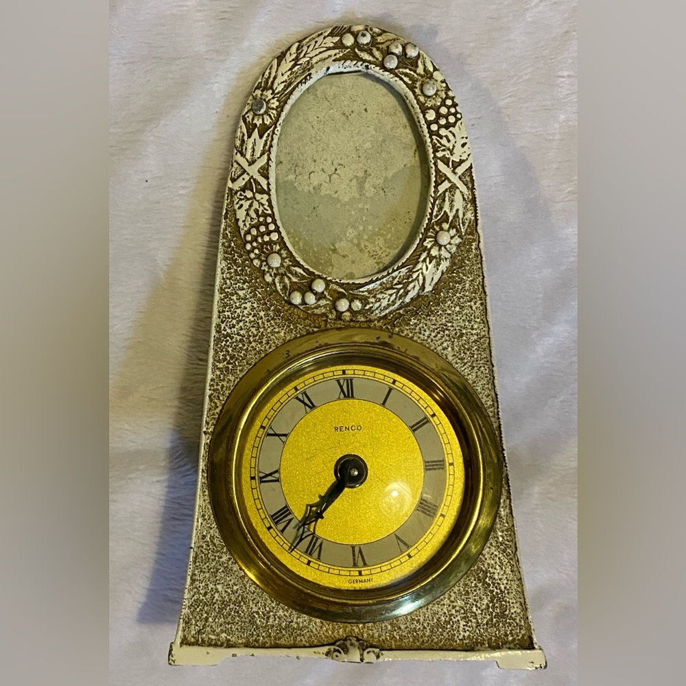 Vintage Mid Century Renco Germany Mini Clock With Photo Frame